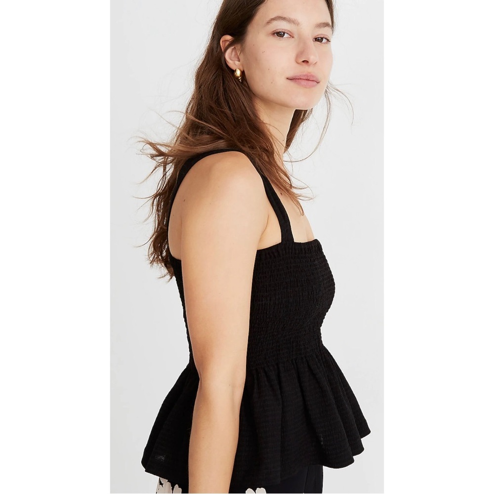 Madewell Texture and Thread Smocked Peplum Tank